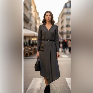 TOV NOIR Chic Asymmetrical Gray Dress